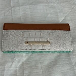 Brahmin Brown and Cream Croc-Embossed Wallet